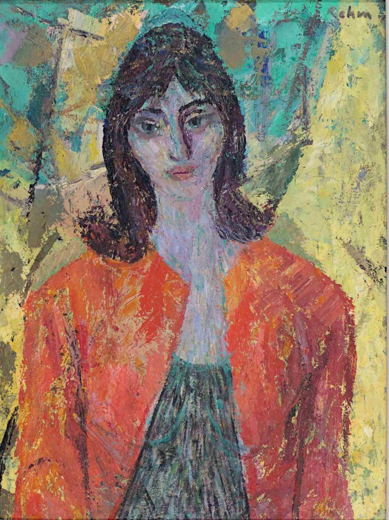 Frau im roten Sakko, Ölbild von Helmut Rehm
